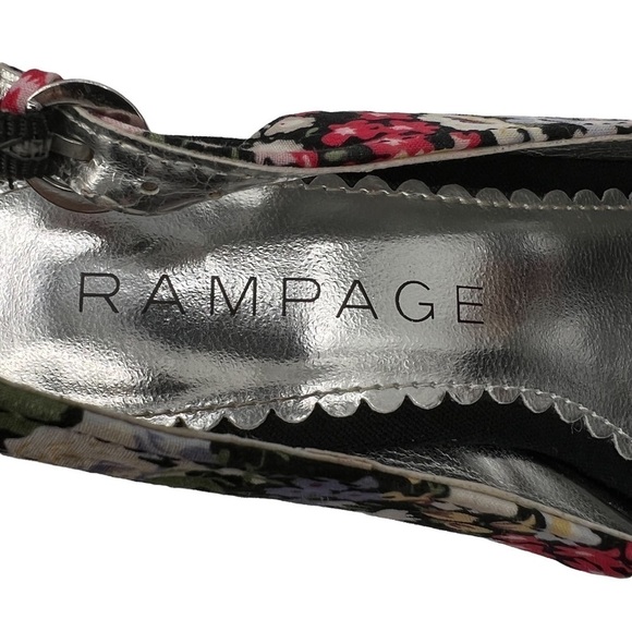 Rampage Black Girasole Floral Bow Ankle Strap Cork Heel Sandals Size 6 Women's - Picture 2 of 9